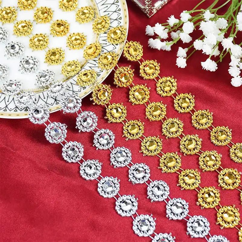 

Sun Flower Drill Hand Stitched Round Rhinestone Handmade Clothes Jewelry Apparel DIY Chain Accessories Plastic Shiny Crystal