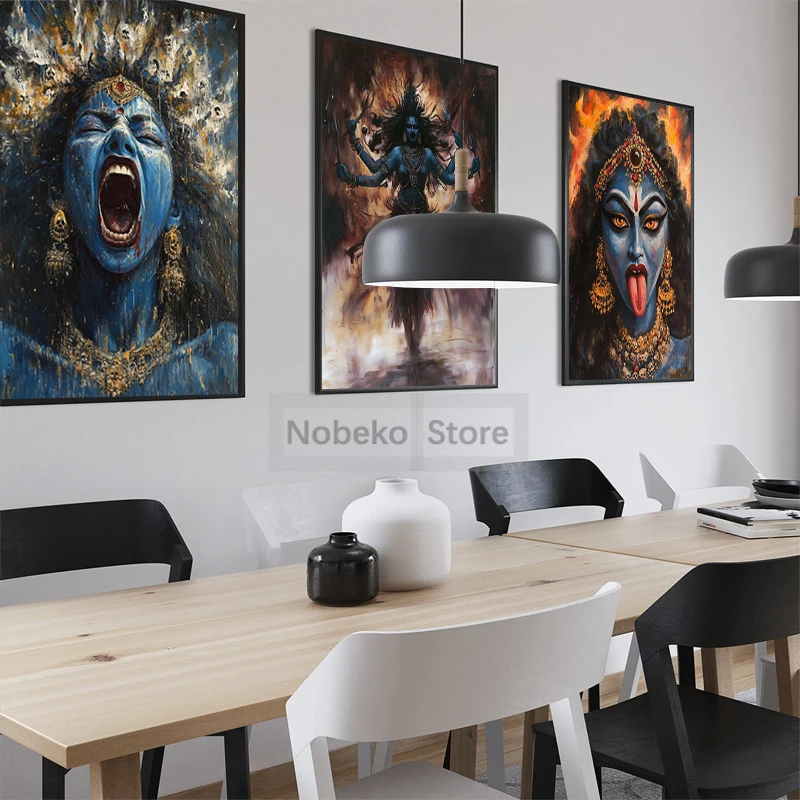 Индуистская богиня Кали Плакат Мата Медитирующие принты Холст Картина маслом