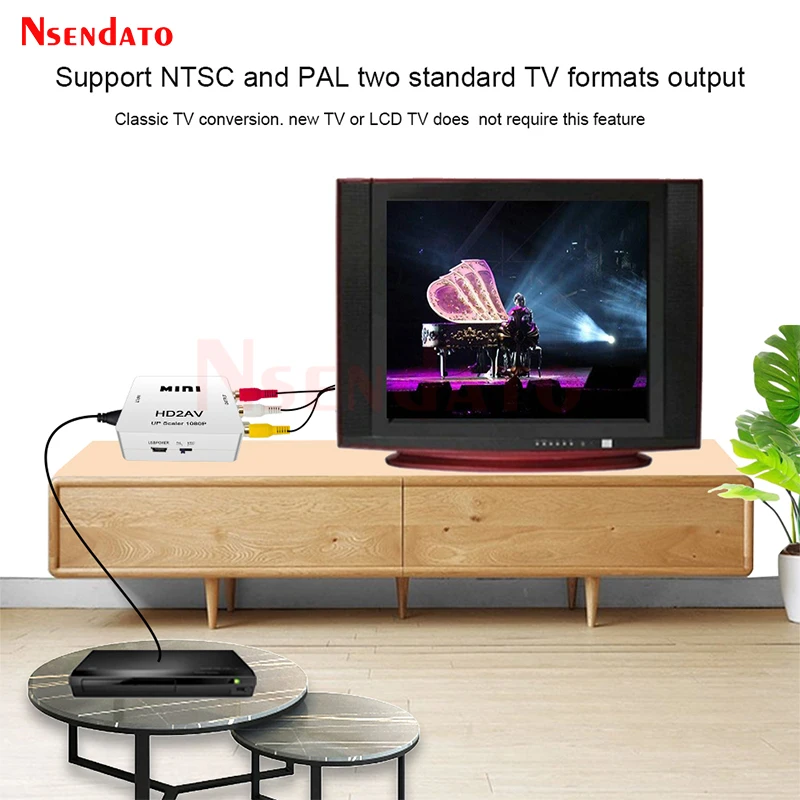 Фото HDMI2AV Видеоконвертер HDMI в RCA (AV/CVSB L/R) 1080P 60Гц HD-видеоприставка для NTSC PAL HDMI-AV с функцией масштабирования и переключения №4