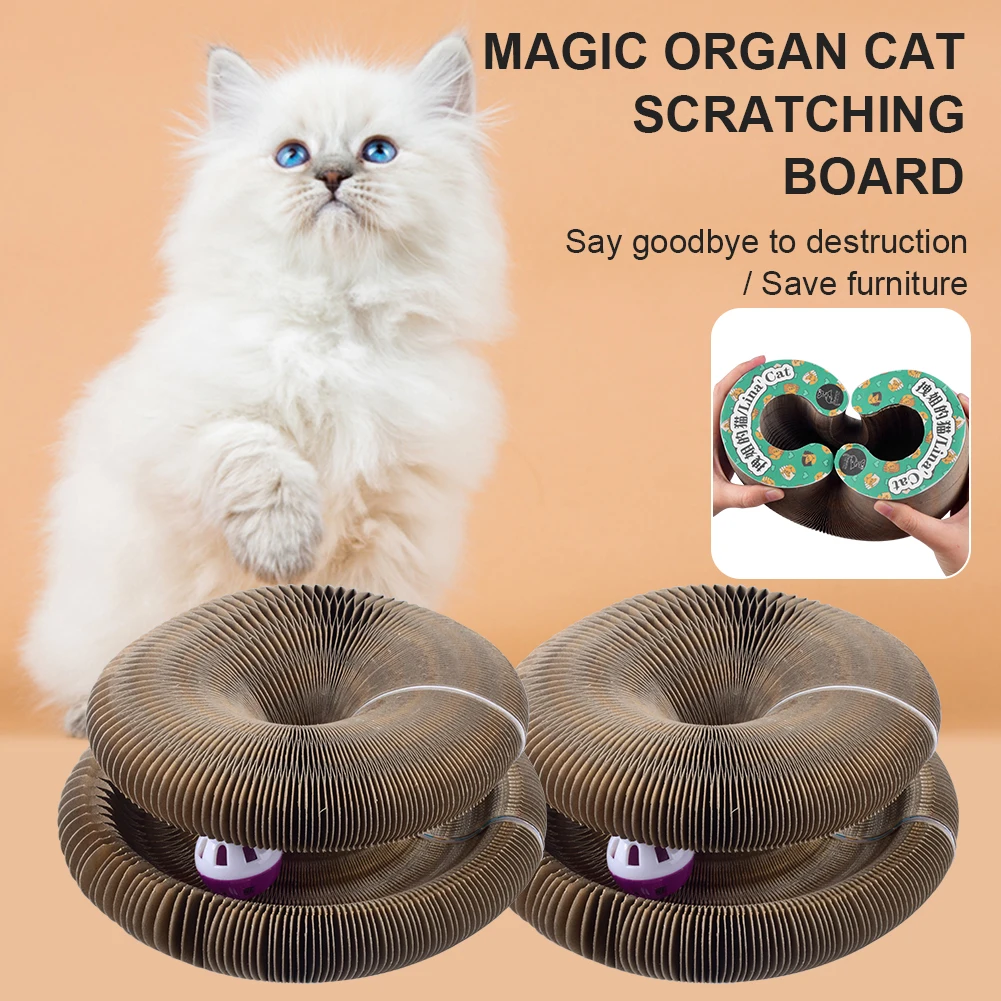 

Cat Toys Magic Organ Cat Scratch Board Cat Toy with Bell Cat Grind Claw Climbing Corrugated Paper Cat Scratch Toy Cat Product
