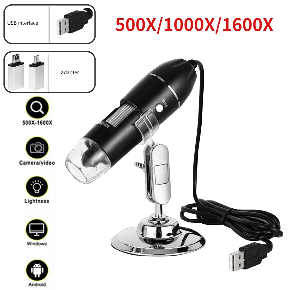 

1600X Digital Microscope Camera 3in1 Type-C USB Portable Electronic Microscope For Soldering LED Magnifier For Cell Phone Repair