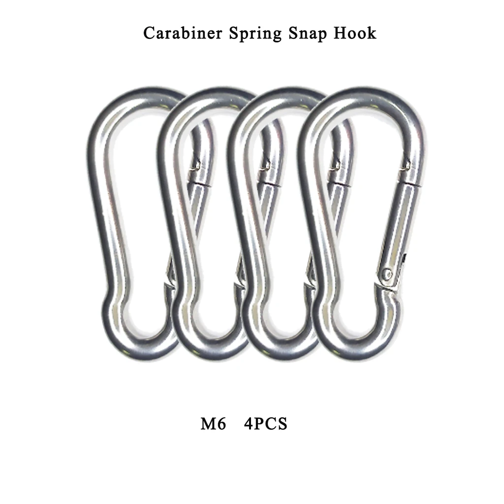 4 PCS 304 Stainless Steel Carabiner Spring Snap Hook,M6 Heavy Duty Clips for Shade Sail Outdoor Camping Tent Backpack Home
