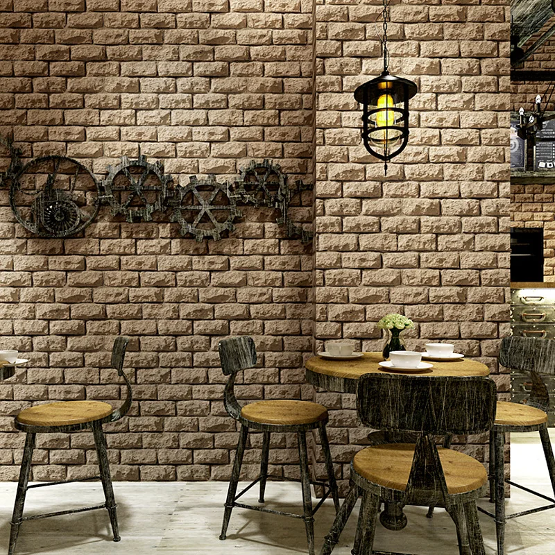 

Brick Pattern Wallpaper Retro Nostalgic Simulation Stereo Marble Antique Brick Stone Bar Restaurant Background Wall Wallpaper