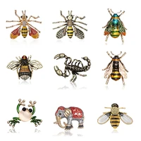 new vintage cute crystal bee brooches for women fashion rhinestone insect badge enamel pins brooch jewelry accessories wholesale