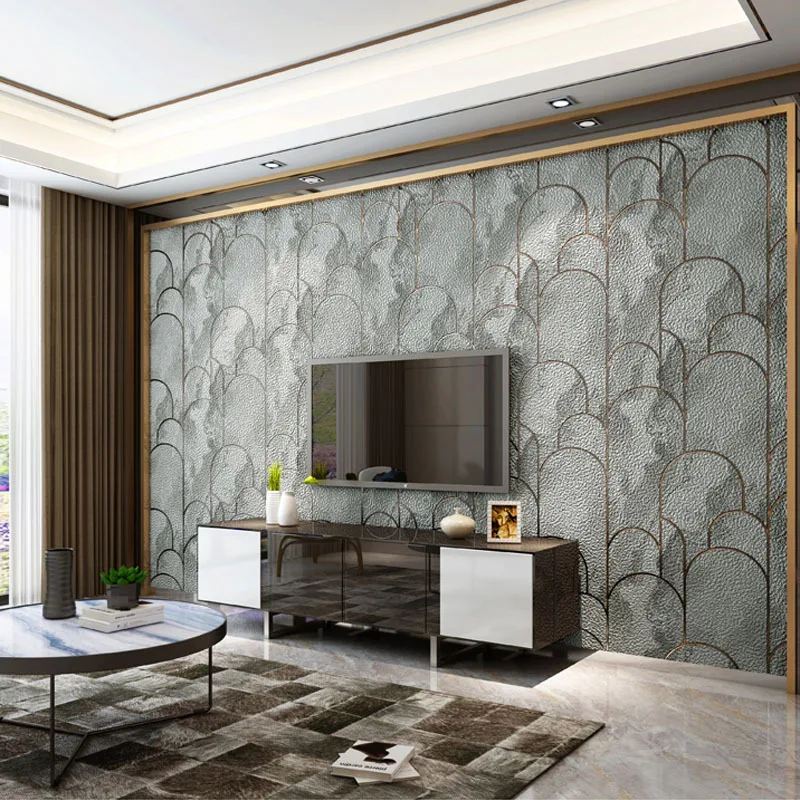 

Imitation Arc Line Marble TV Background Wallpaper Living Room Modern 3D Three-dimensional Deerskin Wallpaper Bedroom