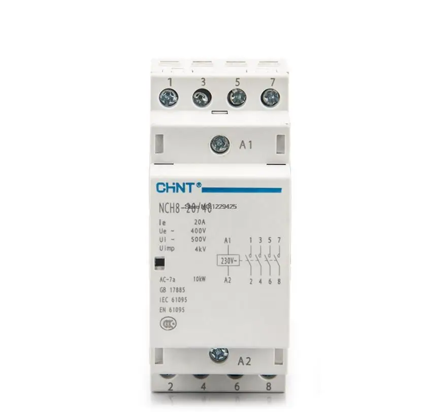 CHNT CHINT NCH8-20 Модульный бытовой контактор переменного тока 220 В 230 50/20 А 1НО 1НЗ 2НО 2НЗ