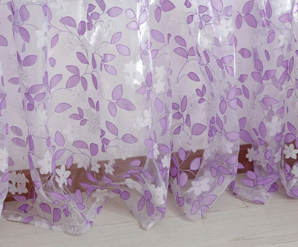 

Embroidered Leaves Sheer Curtains For Living Room Modern Voile Curtain Bedroom Tulle Shower Curtains Lace Window Drapes #T1P