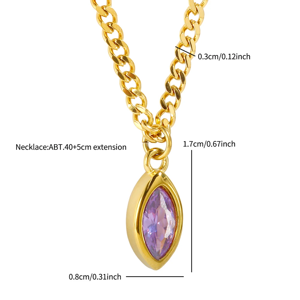 Женское простое роскошное циркониевое ожерелье PVD вакуумный металлический кулон