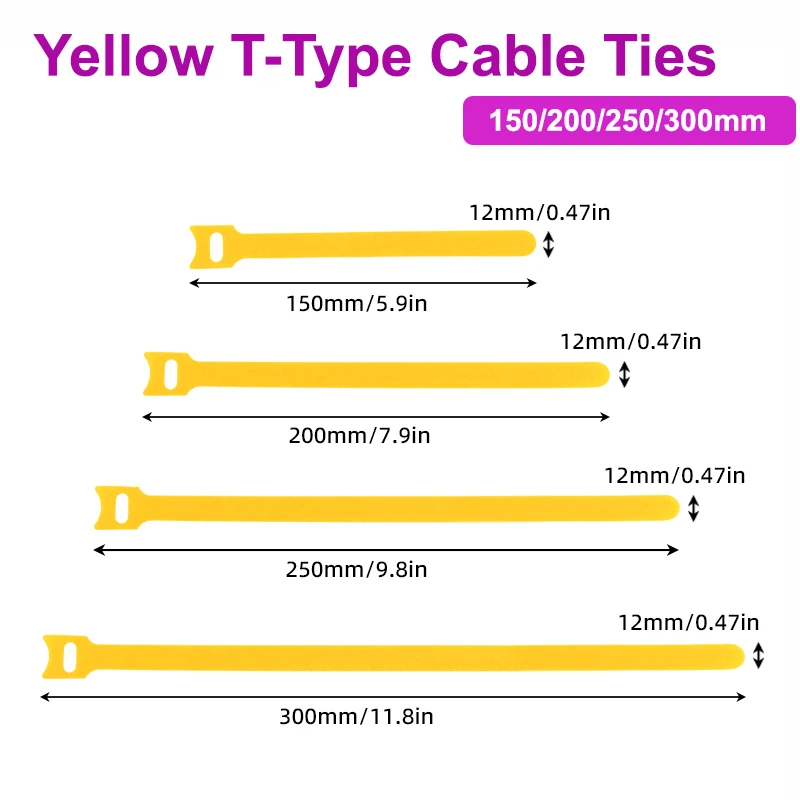 10 ~ 1000 шт. желтые Т-образные кабельные стяжки, пластиковые съемные нейлоновые петли с крючками, комплект на молнии, ремни с застежкой, съемный органайзер для проводов