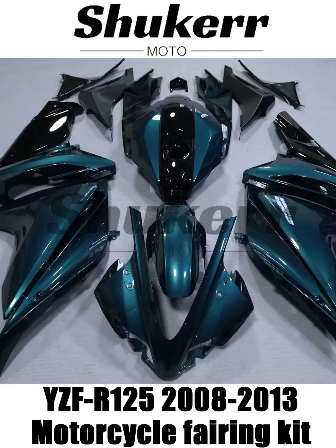 Новый комплект обтекателей Shukerr Moto из ABS-пластика для мотоциклов Yamaha YZF R125 (YZF-R125) 2008-2013 годов выпуска, зеленый с черным (art.: 3920d35fc3b08) - 3920d35fc3b08