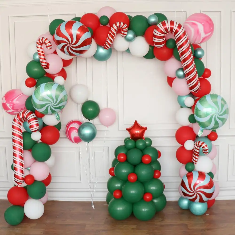 

139pcs Merry Christmas Balloon Garland Arch Green Red Latex Balloons for Christmas Decorations 2023 Xmas Party Supplies Globos