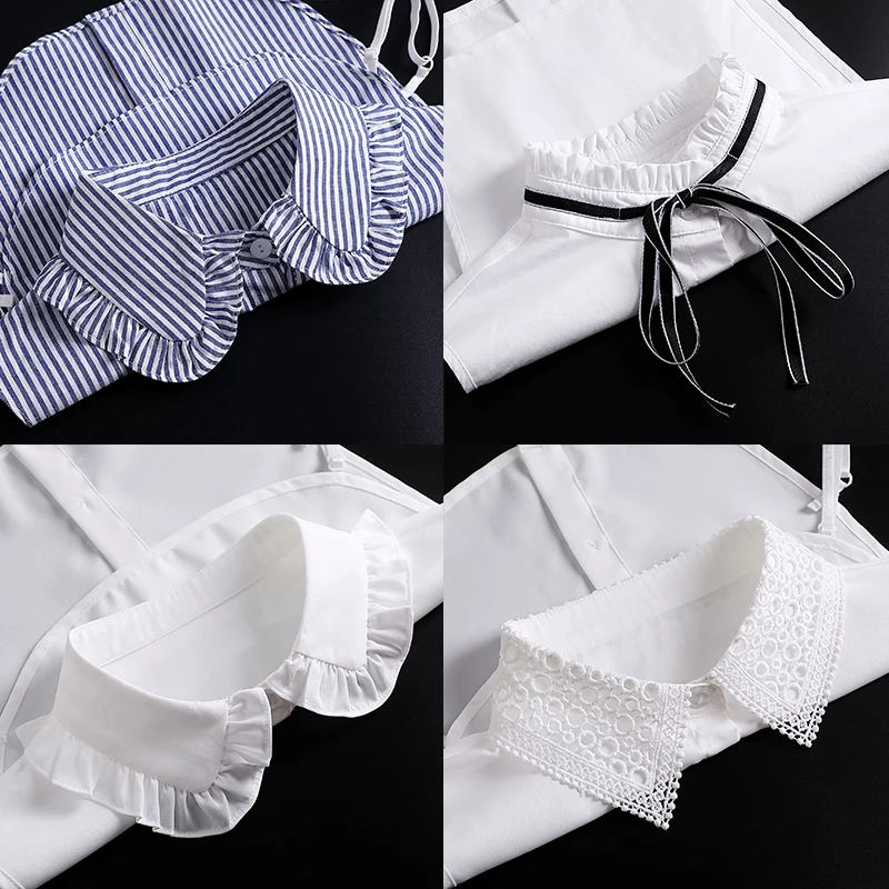 Korean Stand Lapel False Collar Women Embroidery Faux Col Half Shirt Blouse Fake Collars Sweater Shirt Detachable Collars