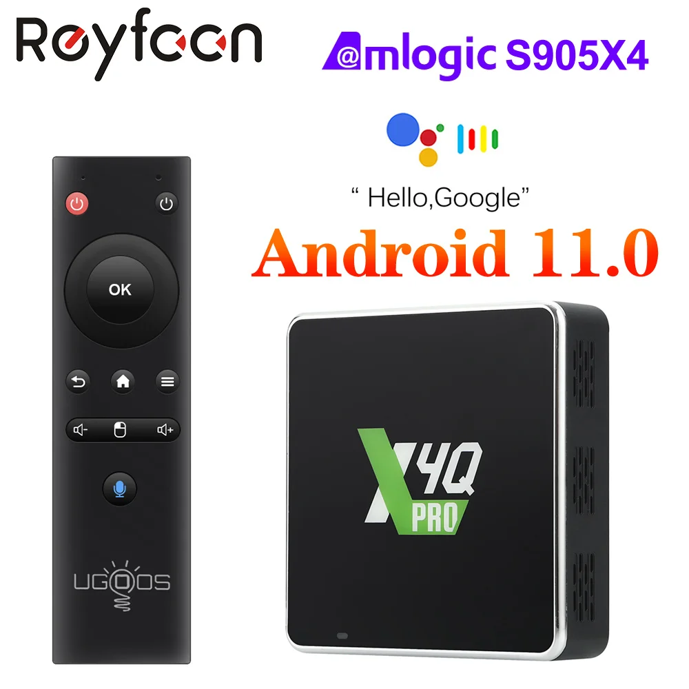 UGOOS X4Q Pro TV Box Android 11 Amlogic S905X4 Winevine L1 Support AV1 HDR 1000M BT5.1 4K LPDDR4 4G 32G 64G 2G 16G X4Q Plus Cube