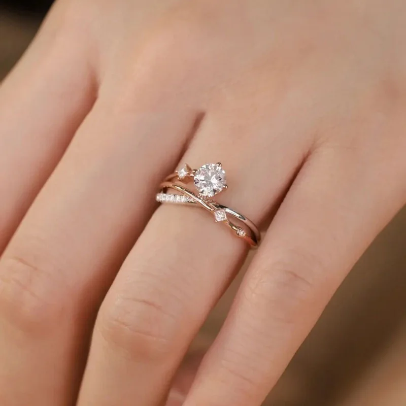 Необычные женские регулируемые кольца с блестящим кубическим цирконием