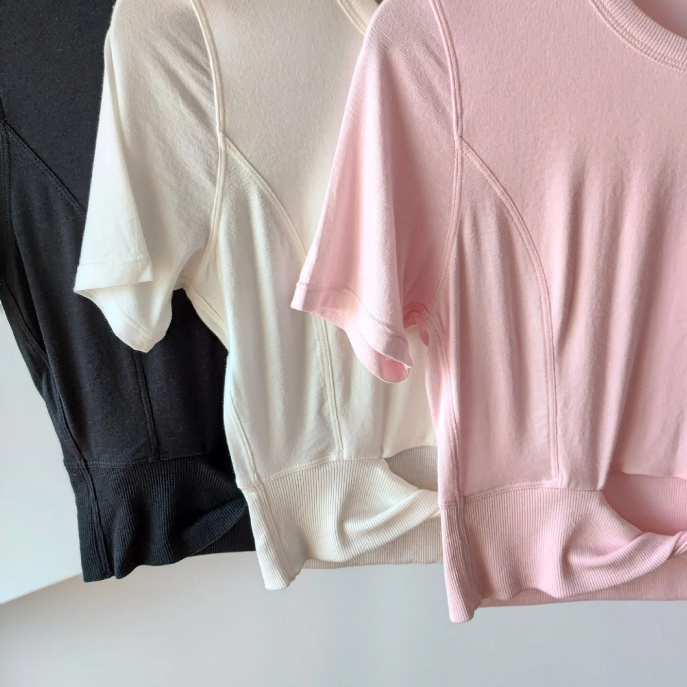 Lu Women Yoga Clothes Cropped Ladies T-Shirt Ribbed Cropped Gym Support Training Short Sleeves Breathable Tops With Logo