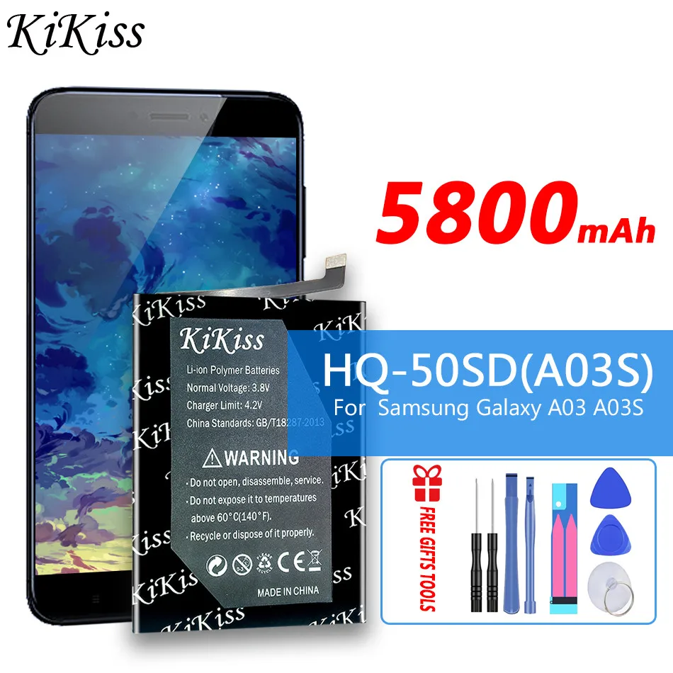 

KiKiss HQ-50S (A02S) HQ-50SD (A03) 5800mAh Battery For Samsung A02S M02S M025 F02s A03 A03S Replacement Phone Batteries