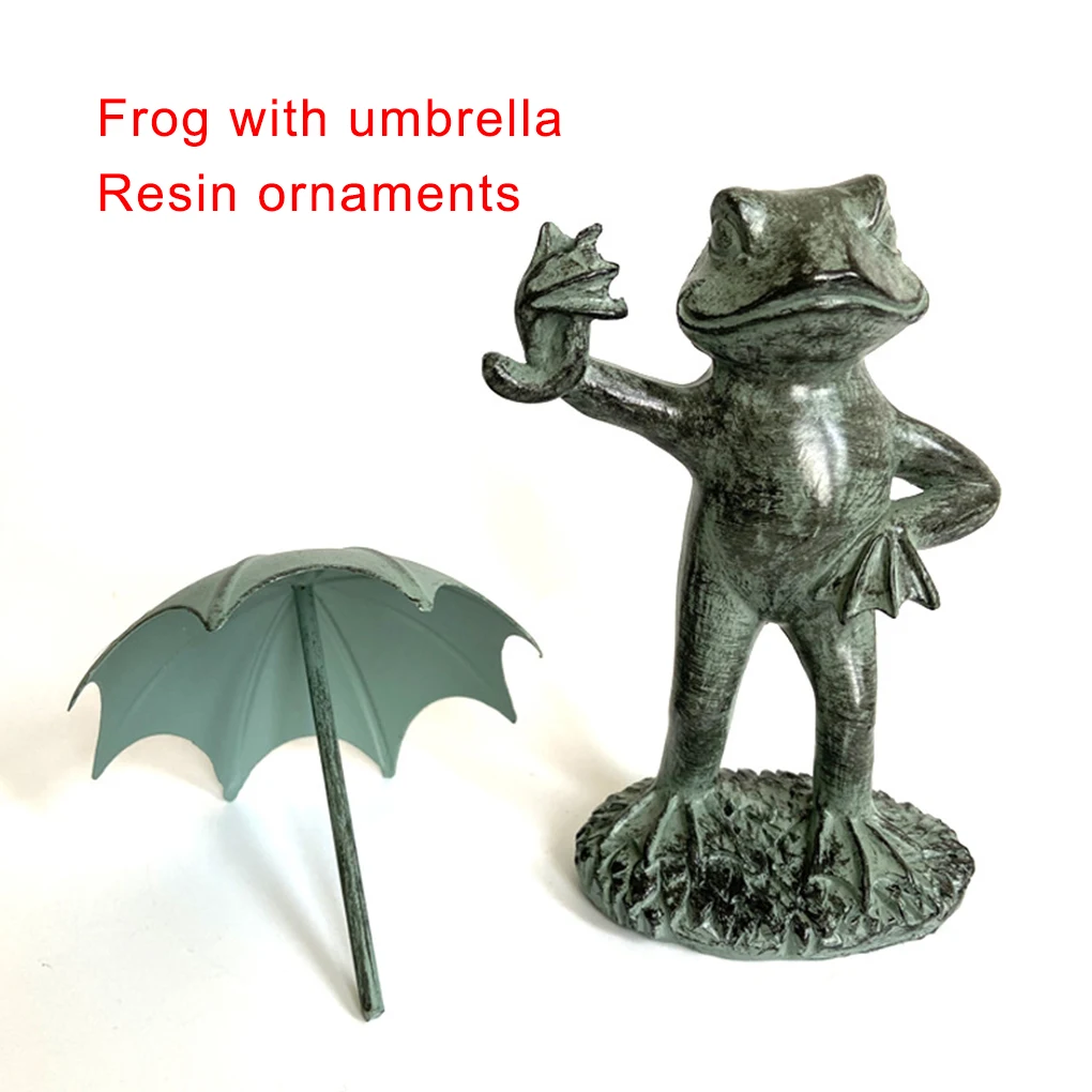 

Umbrella Frog Ornaments Figurine Statue Creatively Model Crafts Sculpture Accessories Souvenirs Gift Garden Desktop