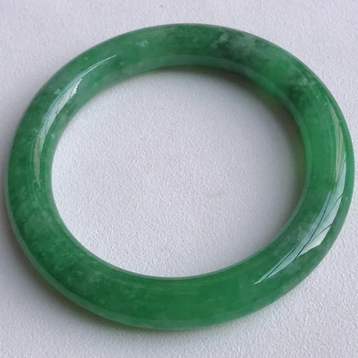 

Natural Green Round Bar Burmese Jadeite 54mm-64mm Bracelet Elegant Princess Jewelry Best Gift for Girlfriend to Mom