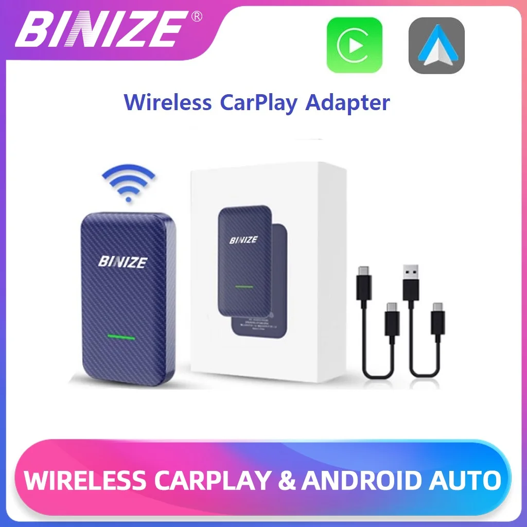 Binize Беспроводной адаптер CarPlay Android Auto для автомобилей с проводным OEM Honda Mazda Kia Volvo VW