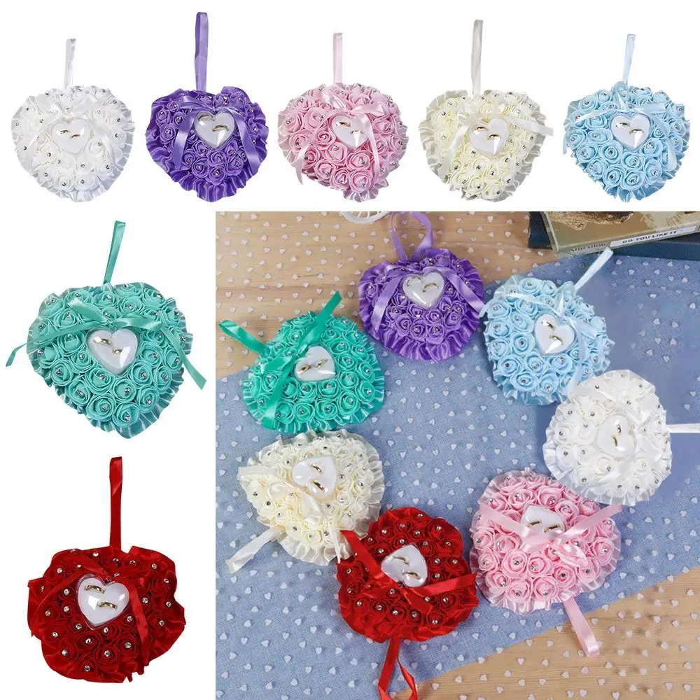 

NEW Wedding Heart-shape Ring Bearer Pillow Storage Box Jewelry Case Ring Box Rings Holder