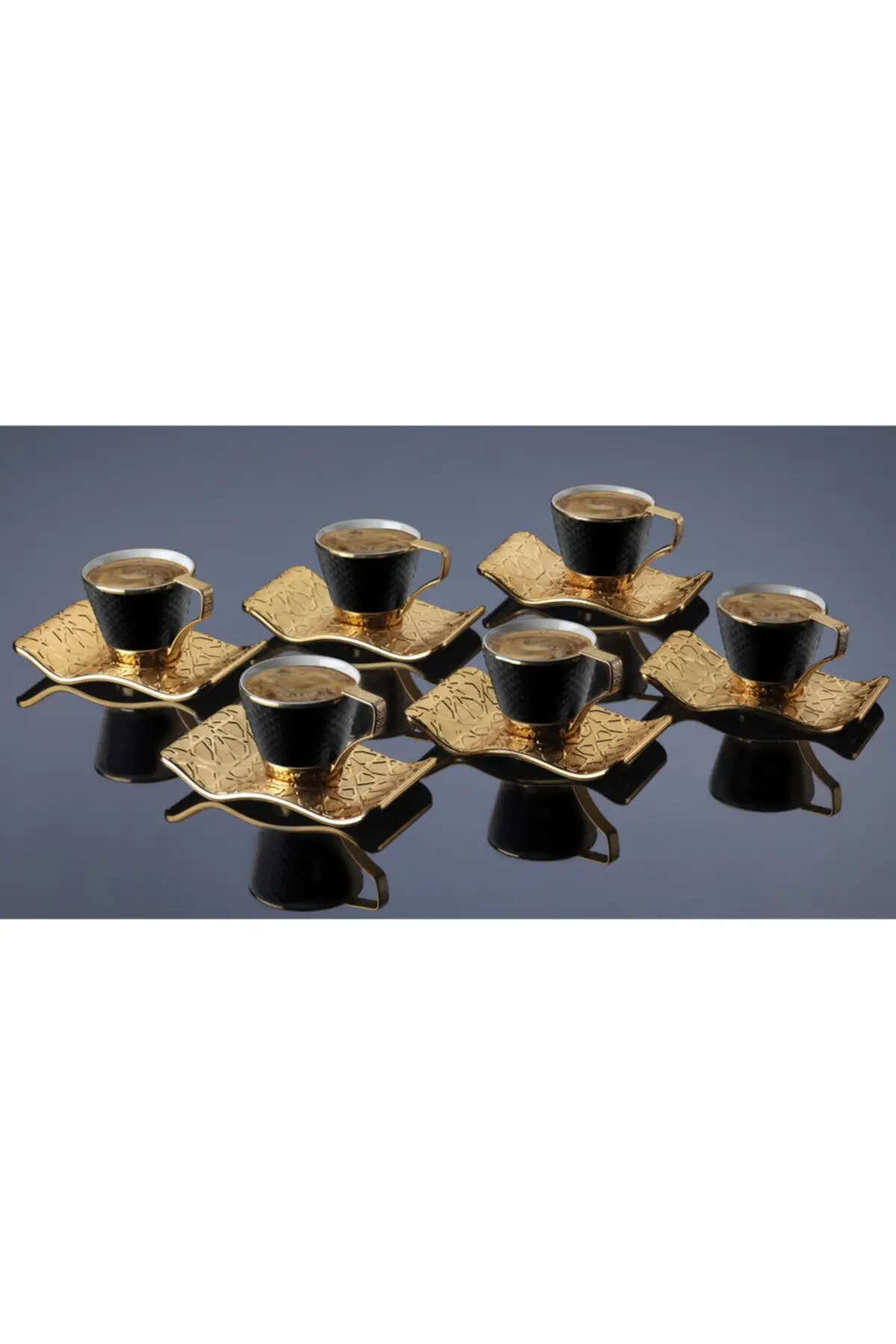 

2022 Seljuk Coffee Cup Set 18 Pieces 6 Porcelain Black Cups Tea and Presentation Tableware & Kitchen Home Furniture