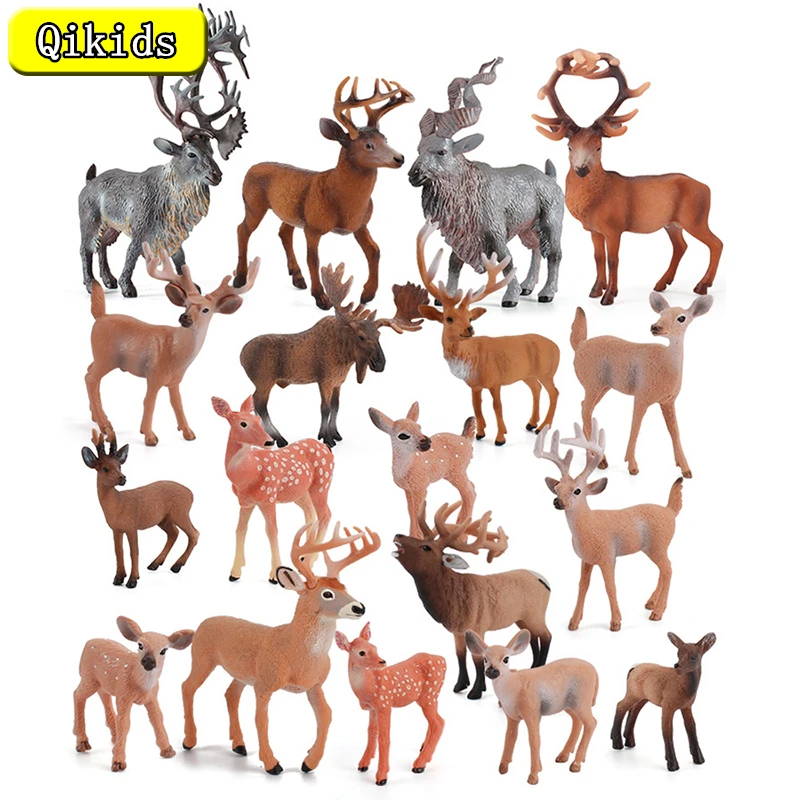 

Simulation Wild Zoo Animals Sika Deer White-tailed Deer Fawn Caribou Models Action Figures Figurines Collection Toy for Kid Gift