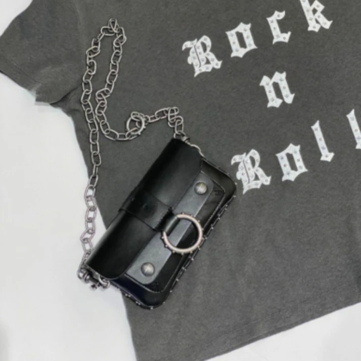 

Women Single Shoulder Bag Genuine Leather Crossbody Bag Flap Circle Decoration Phone Bags