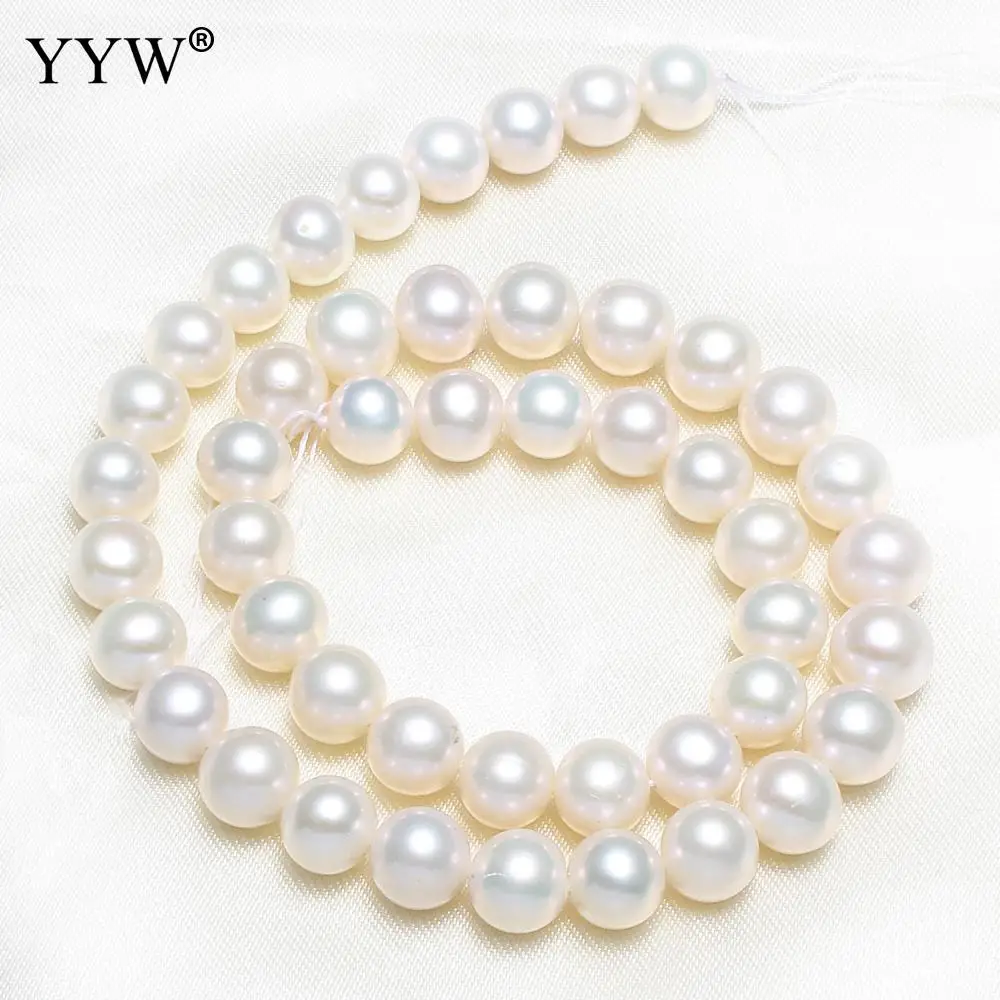 

Бусины из пресноводного жемчуга класса AAA, круглые бусины из белого натурального жемчуга 9-10 мм, для ожерелий, браслетов «сделай сам», 15 дюймо...
