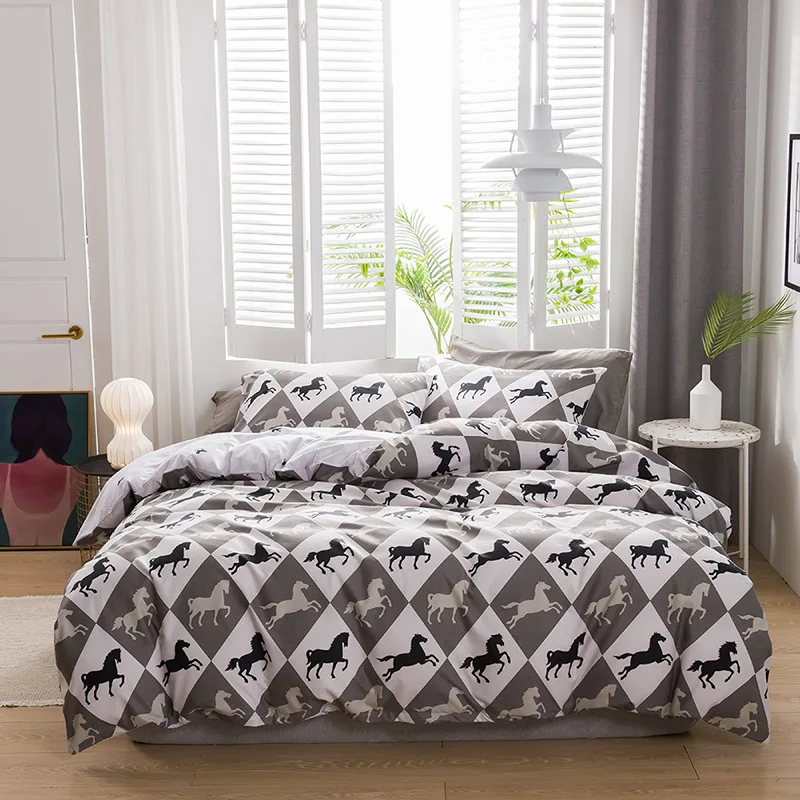 Постельное белье с аниме комплект пододеяльником в виде кошачьей лошади Детские