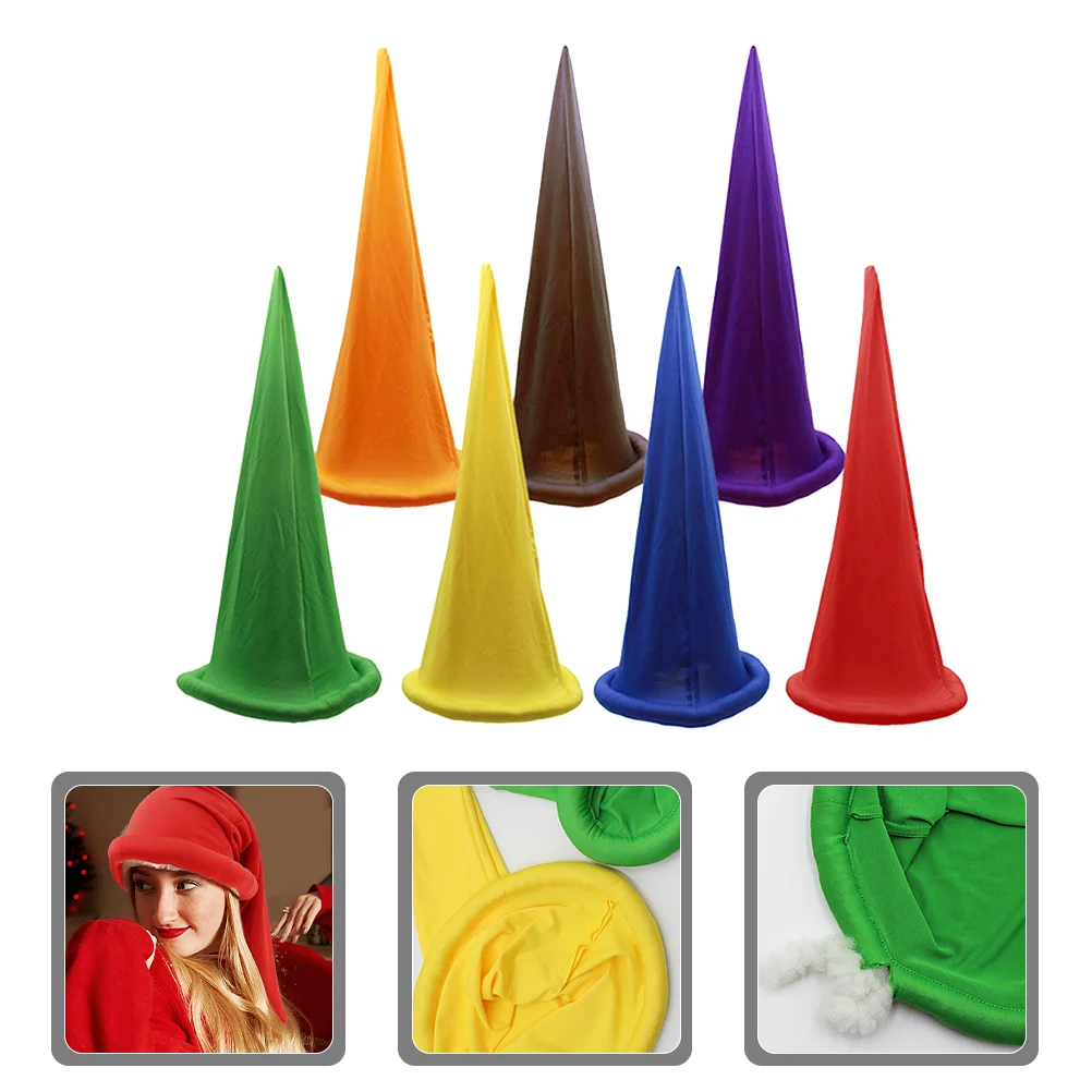 

7 Pcs Christmas Dwarf Hat Gnome Cap Halloween Costumes Adults Decorate Cosplay Cotton Hats Props Women's & Caps