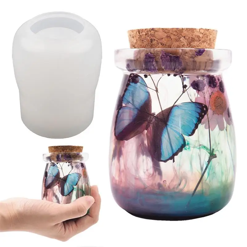 

DIY Crystal Silicone Resin Epoxy Mold Jar Bottle Mirror Storage Silicone Mould Wishing Bottle Gift