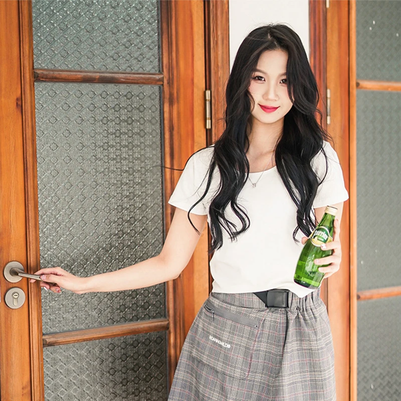 

Женская футболка с коротким рукавом и круглым вырезом, в Корейском стиле