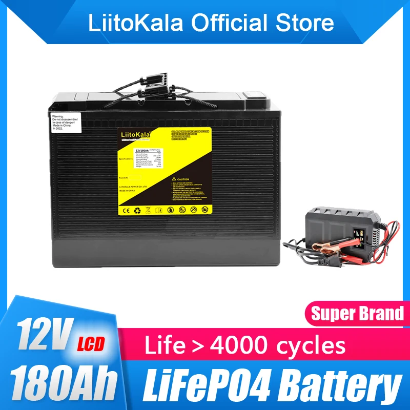 

LiitoKala 12,8 v 180AH Iifepo4 аккумулятор с 150A BMS для RV ксеносветильник инвертор для хранения солнечной энергии