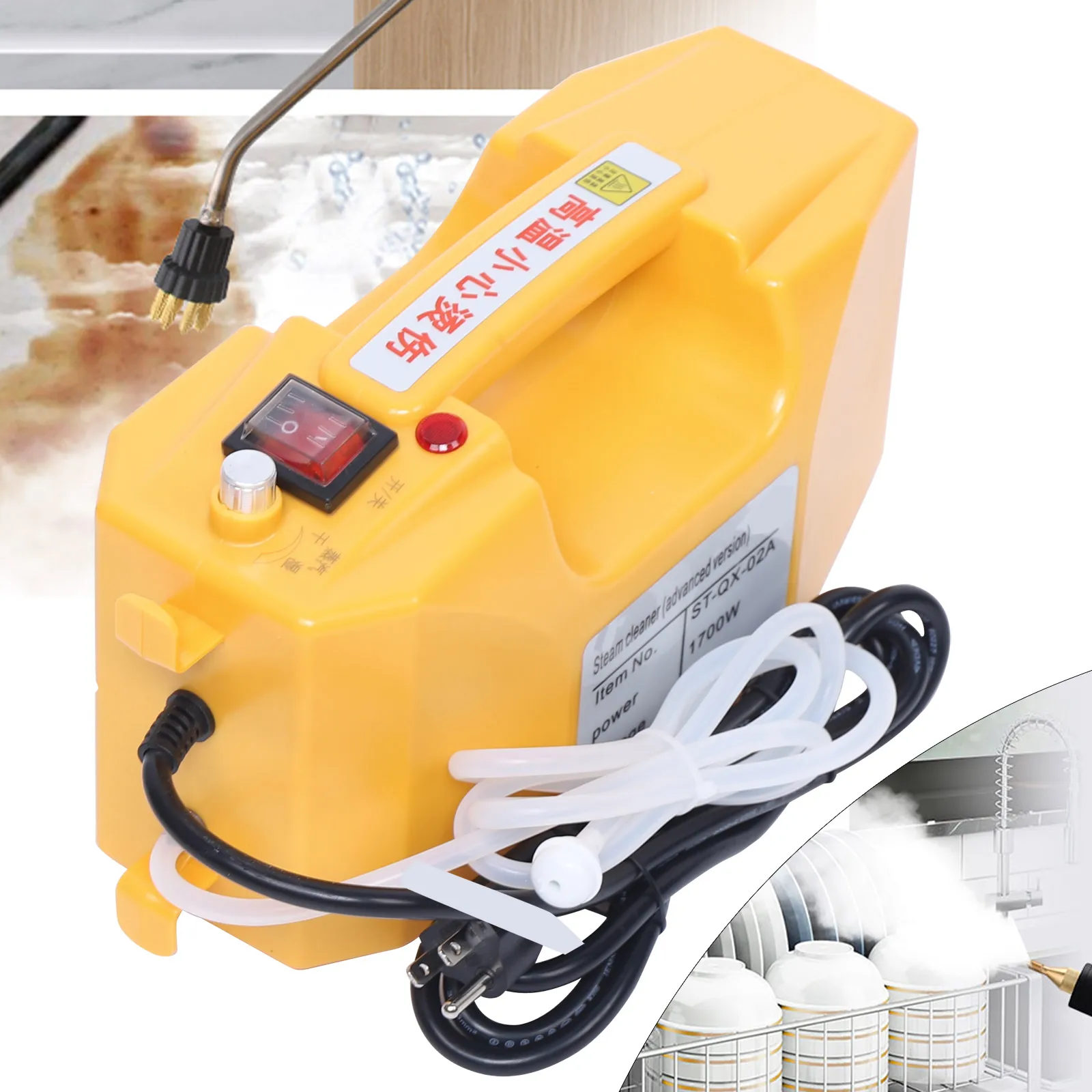 1600W High Temp Pressure Steam Cleaning Machine Household Handheld Car Detailing Cleaner Washing Tool Temperature Control 110V