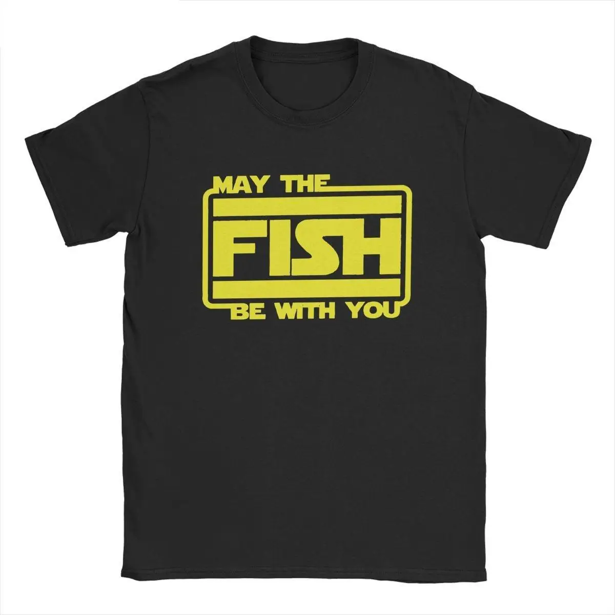 Men's May The Fish Be With You Fishing T Shirt 100% Cotton Clothes Awesome Short Sleeve Round Collar Tee Shirt T-Shirts