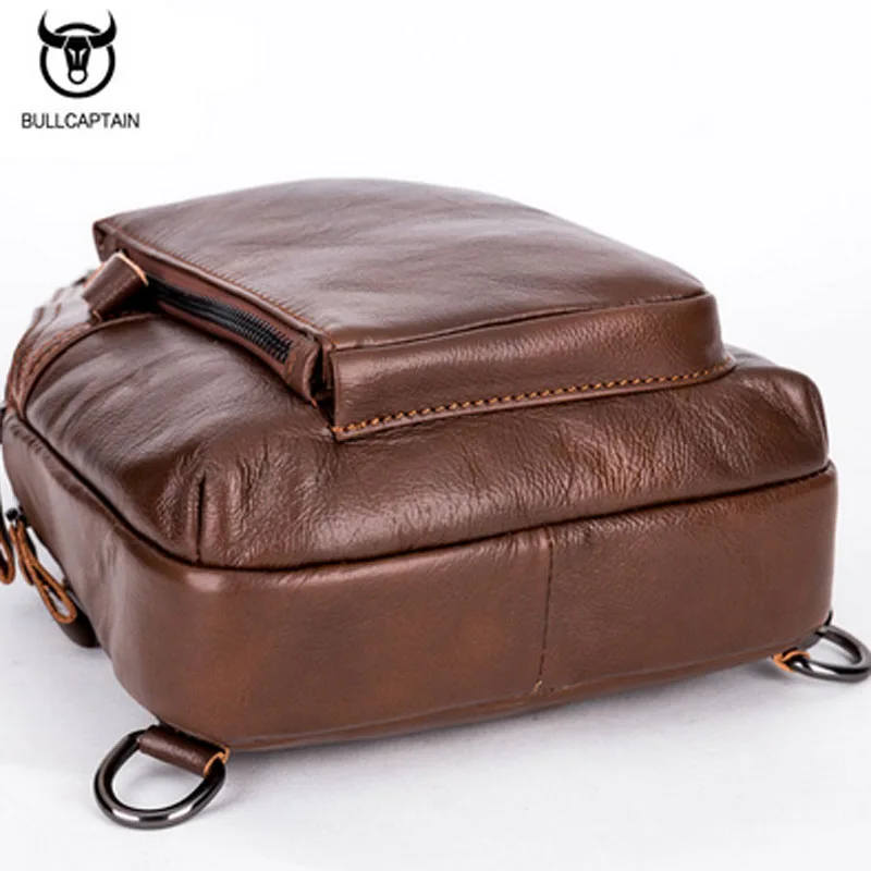 BULL CAPTAIN Men  Chest Day Back Pack Genuine Leather Crossbody Bags famous brand trend Casual Sling Shoulder Messenger Bag