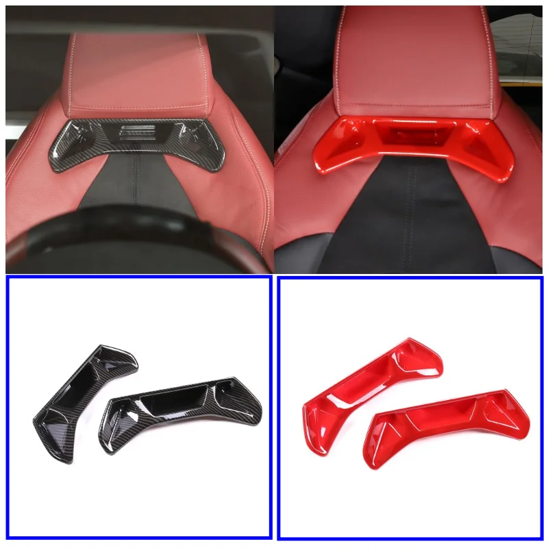 ABS Carbon Fiber Interior Modification Seat Headrest Cover Decorative Trim For Toyota GR Supra A90 MK5 2019-2022 Car Accessories