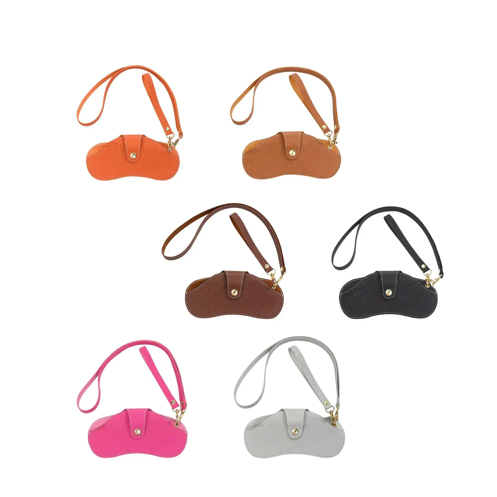 

Sunglasses Case PU Leather Trendy with Wrist Strap Neck Strap Glasses Case Eyeglass Bag for Camping Travel Outdoor Beach Office