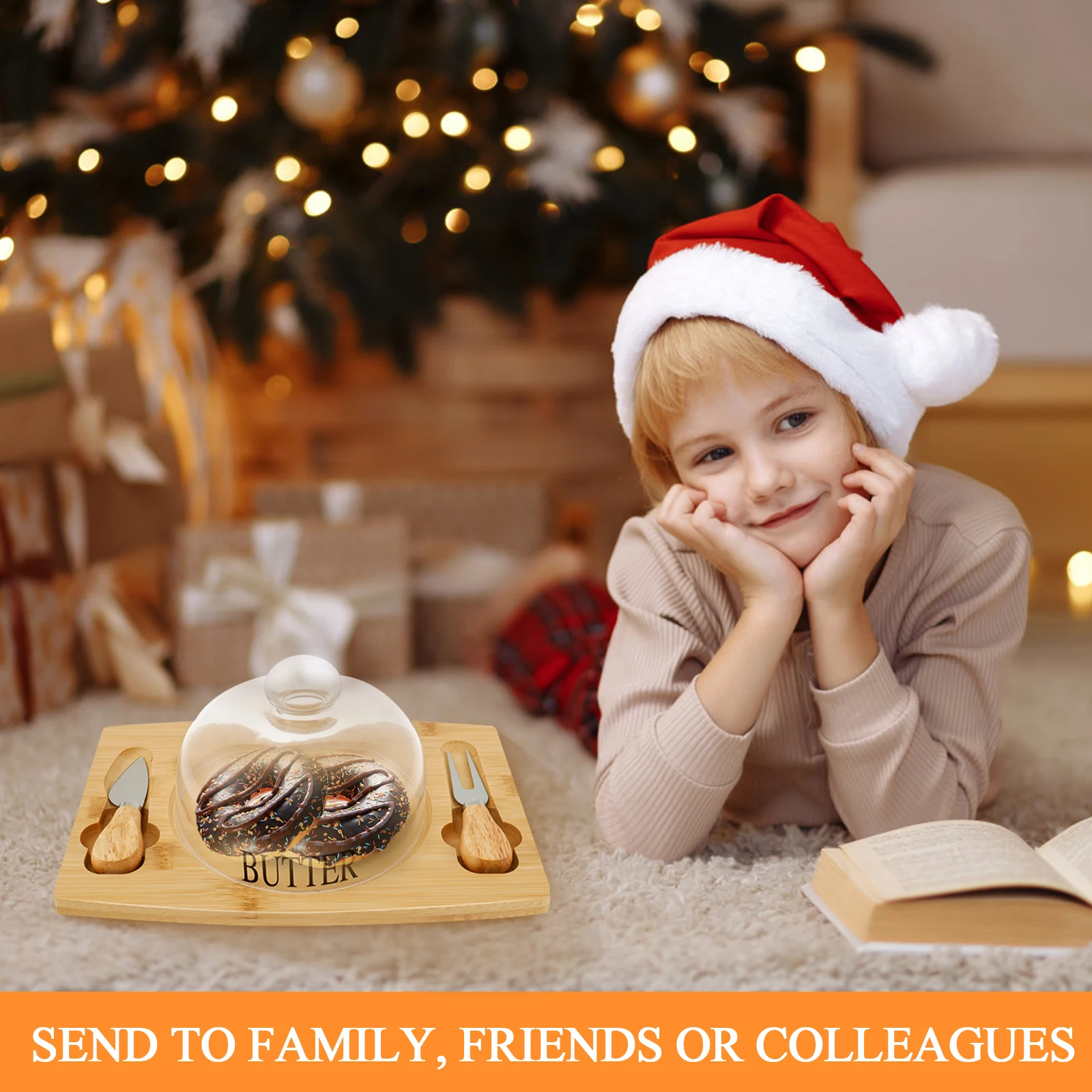 Тарелка для масла с крышкой и ножом прозрачная стеклянная тарелка герметичная