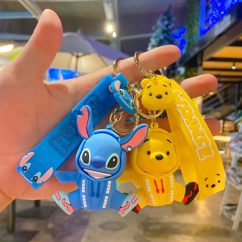 

Disney Stitch Keychain Cartoon Mickey Minnie Winnie the Pooh Epoxy Keyring Pendant Fashion Girls Bag Ornament Car Key Chain