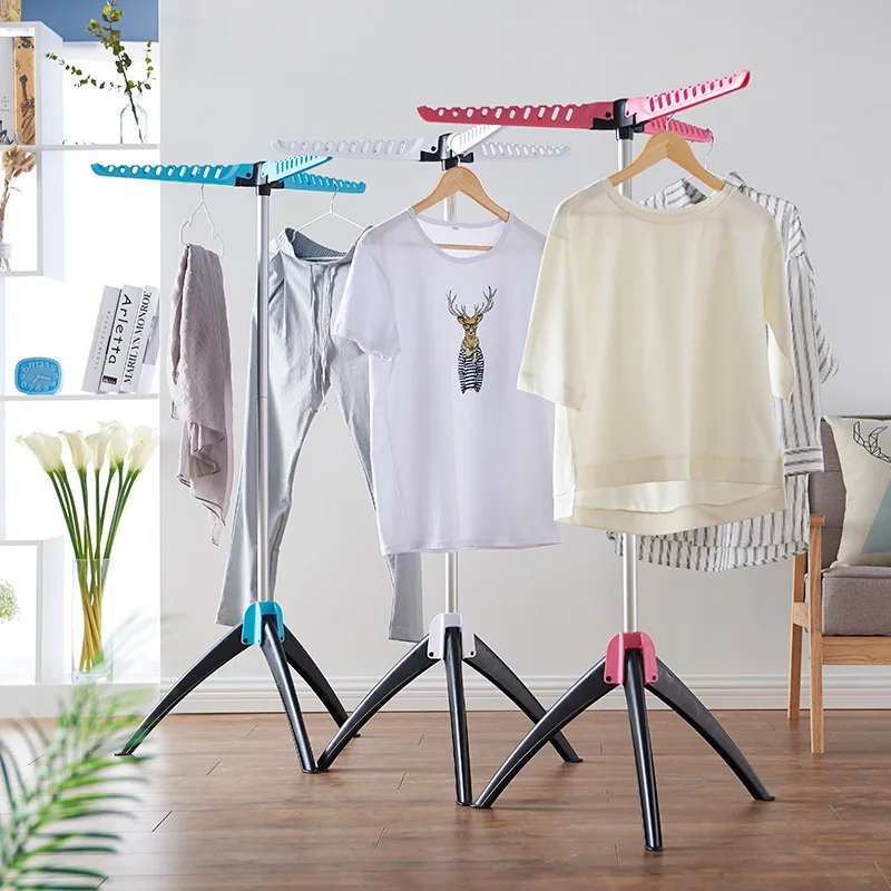2022 Floor-to-ceiling Triangle Clothes Hanger Coat Rack Indoor Stainless Steel Household Hanger Simple Shrink Cool Clothes Rack