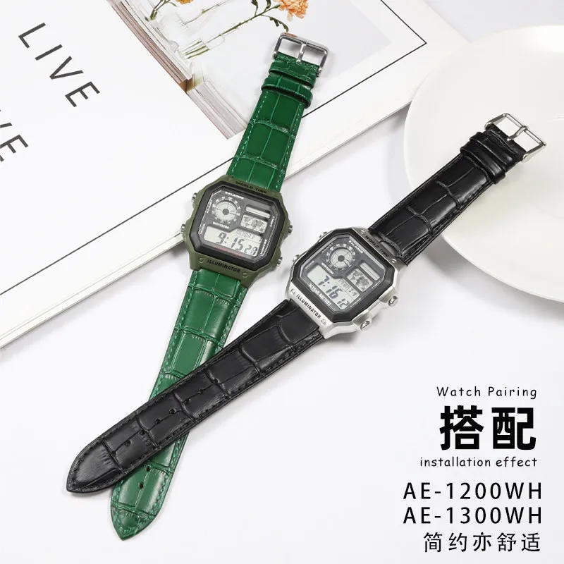 Фото Модифицированный ремешок для часов из воловьей кожи AE-1200WH для Casio AE1200, AE1300, AE1000, A159, A158, A168, F91W, аксессуары для мужских часов №5