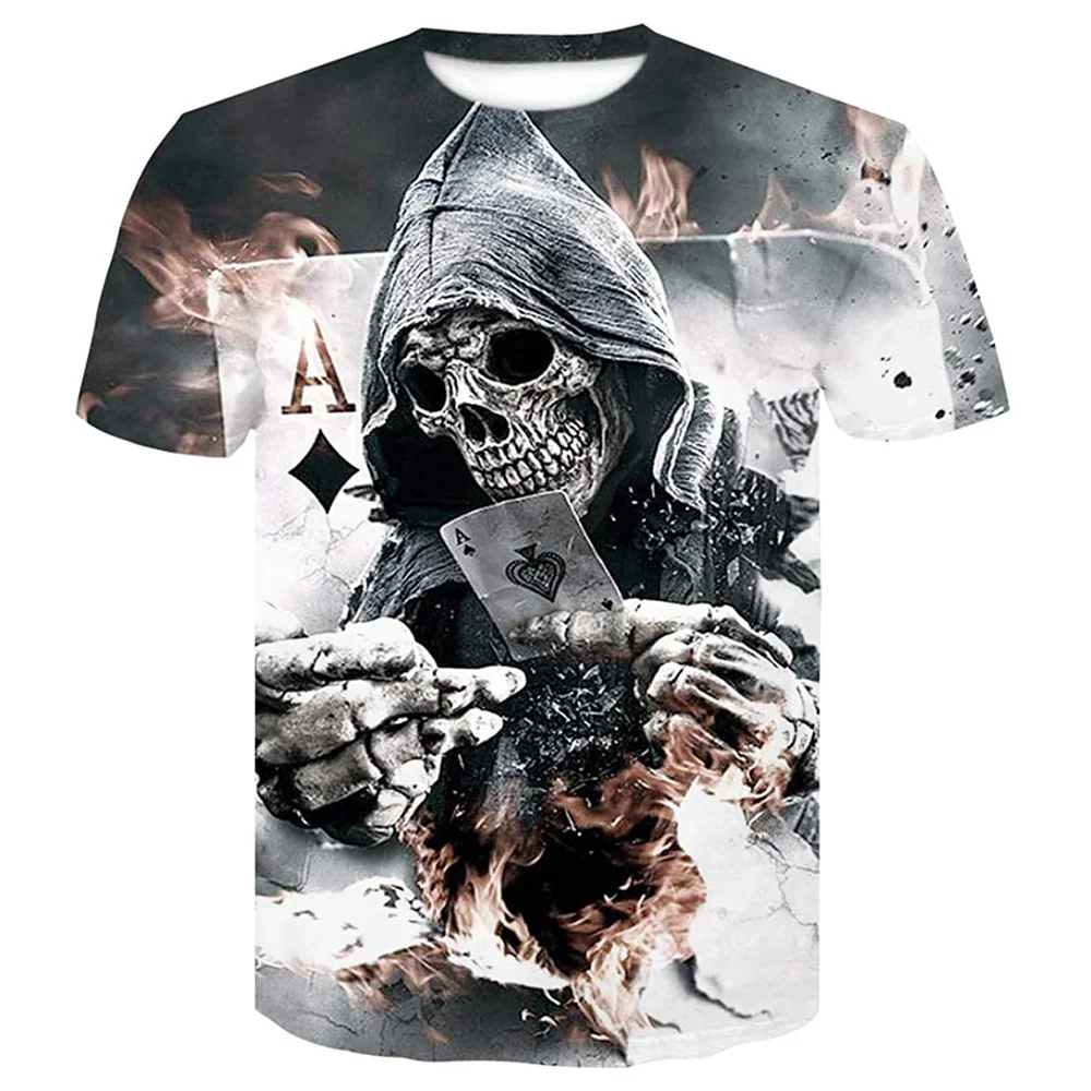 

Zomer 3D Print Oversized Schedel Tee Mannen Streetwear Hip Hop Trend Oversized Verklaring Punk Harajuku Casual Top Tee