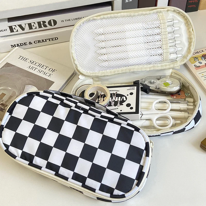 

Simple Large Capacity Pencil Case Kawaii Canvas Makeup Case Bag Pen Box Cosmetic Bag Students Stationery Pouch School Supplies