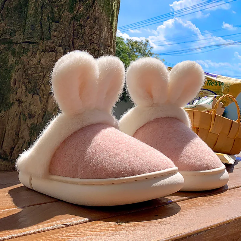 

Litfun Cute Plush Rabbit Slippers For Women Winter Warm Fluffy Fur Home Slippers Indoor Casual Lovely Animal Cotton Slipper 2023