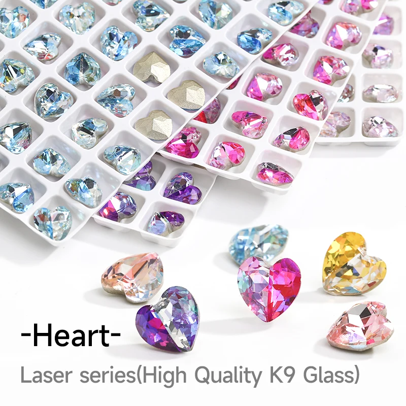 

Rhinestones Heart Strass Crystals Brillantina Nail Art Glitter Glass Decoration Stones Glue On Nails DIY Pointback Accessories