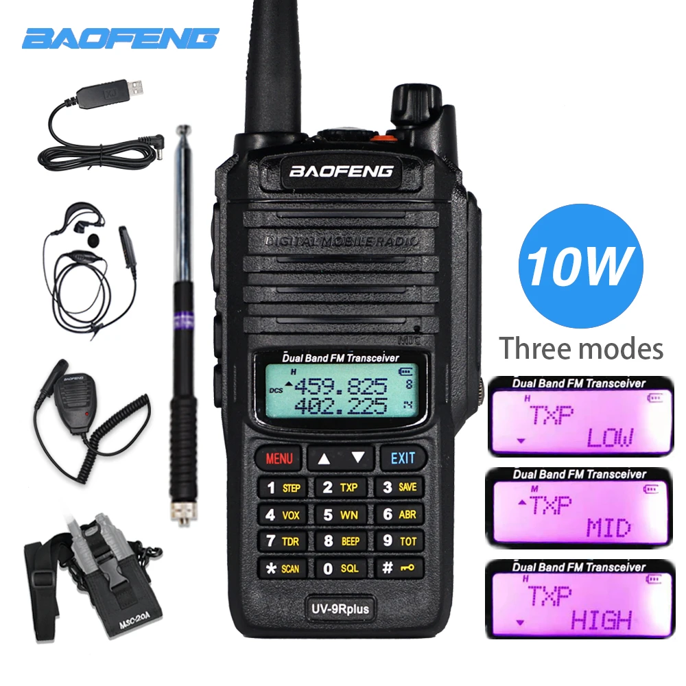 10W High Power Baofeng UV9R Plus Walkie Talkie Two Way Radio Waterproof IP67 UV9R Dual Band VHF UHF Amateur Radio FM Transceiver