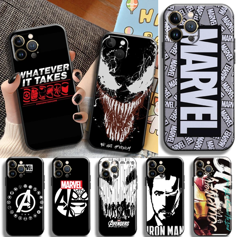 

New Marvel Avengers Logo For Apple iPhone 13 12 11 Pro Max 13 12 Mini X XR XS Max 5 6 6S 7 8 Plus Phone Case Bumper Black funda