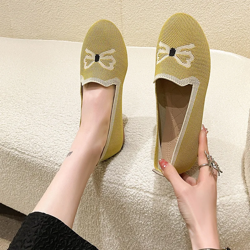 

Туфли женские на плоской подошве, дышащие вязаные повседневные лоферы, удобная обувь для вождения, повседневная обувь, весна-осень