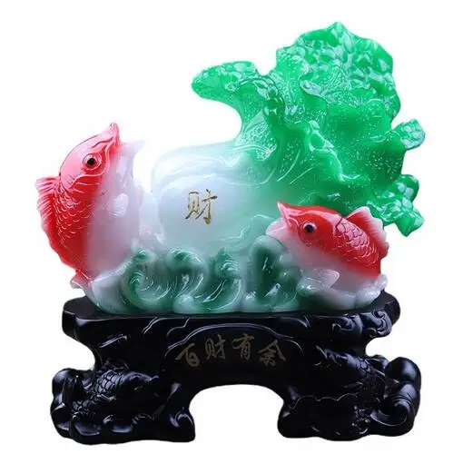 

Baicai Youyu jade cabbage ornaments There are more than fish living room decorations every year Housewarming opening gifts